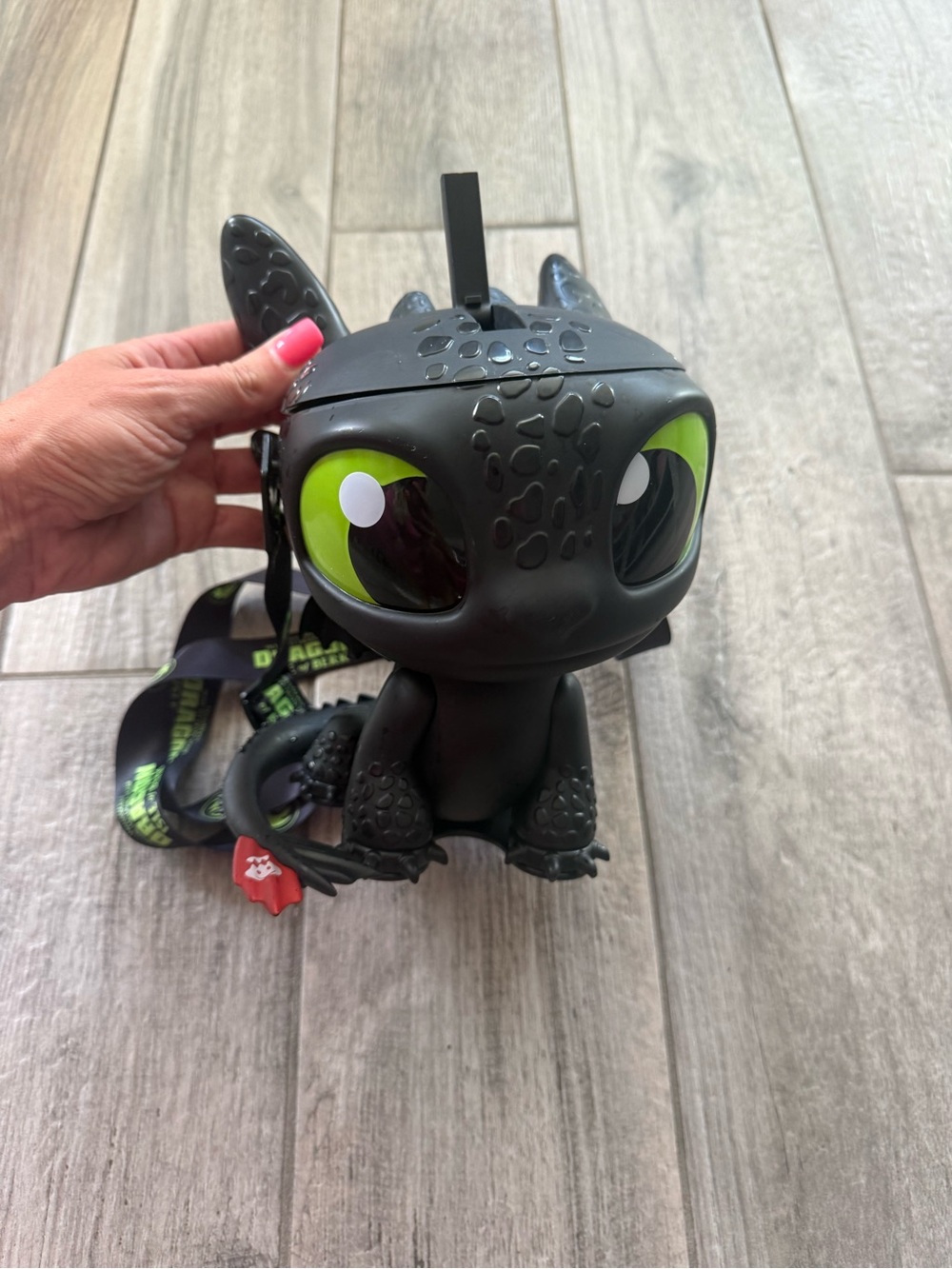How to train your dragon  D Crossbody sipper drink with Neon Green Eyes